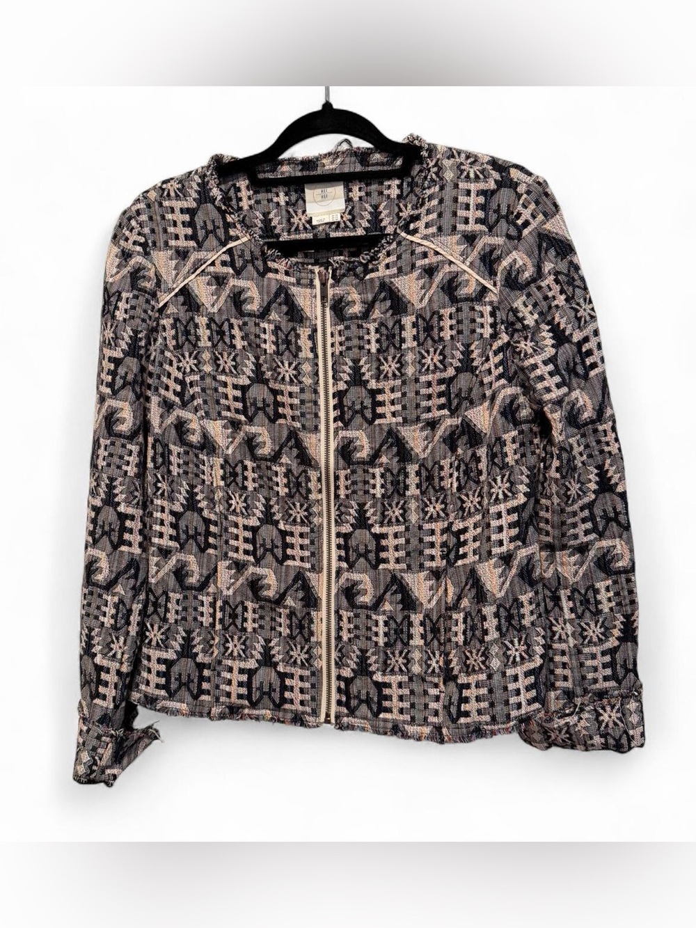 Hei Hei Anthropologie Pattern Zip-Front Women's Blazer 12